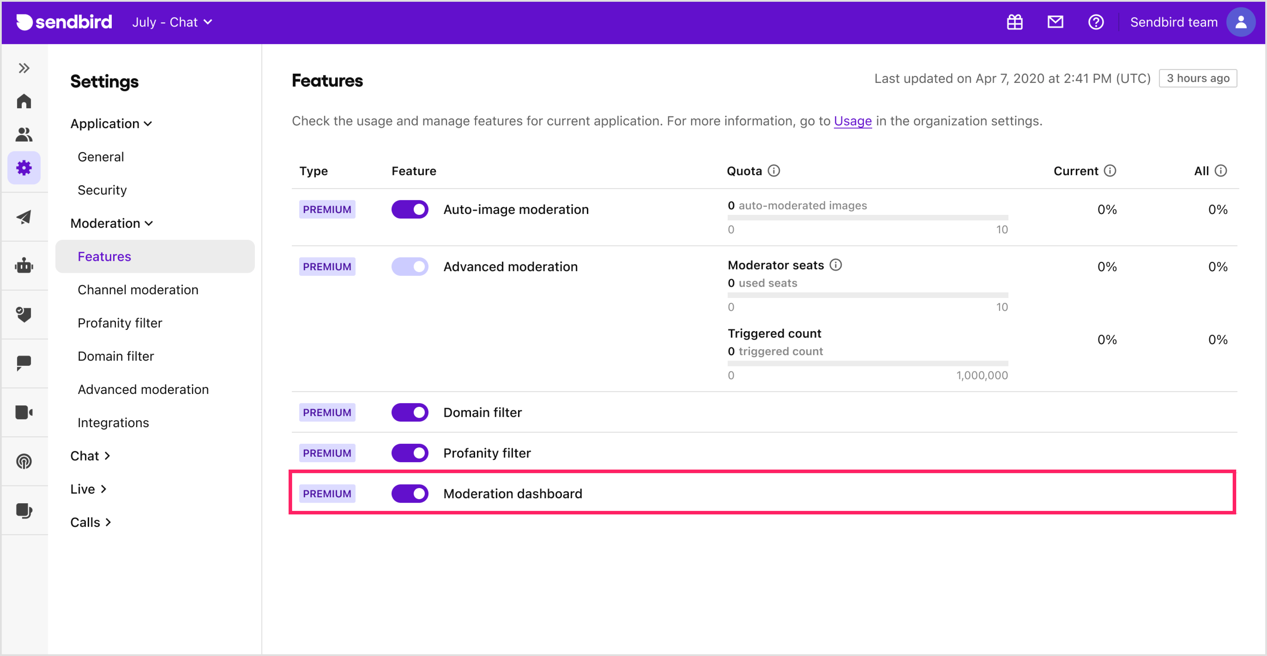 Event detection | Advanced Moderation | Sendbird Docs