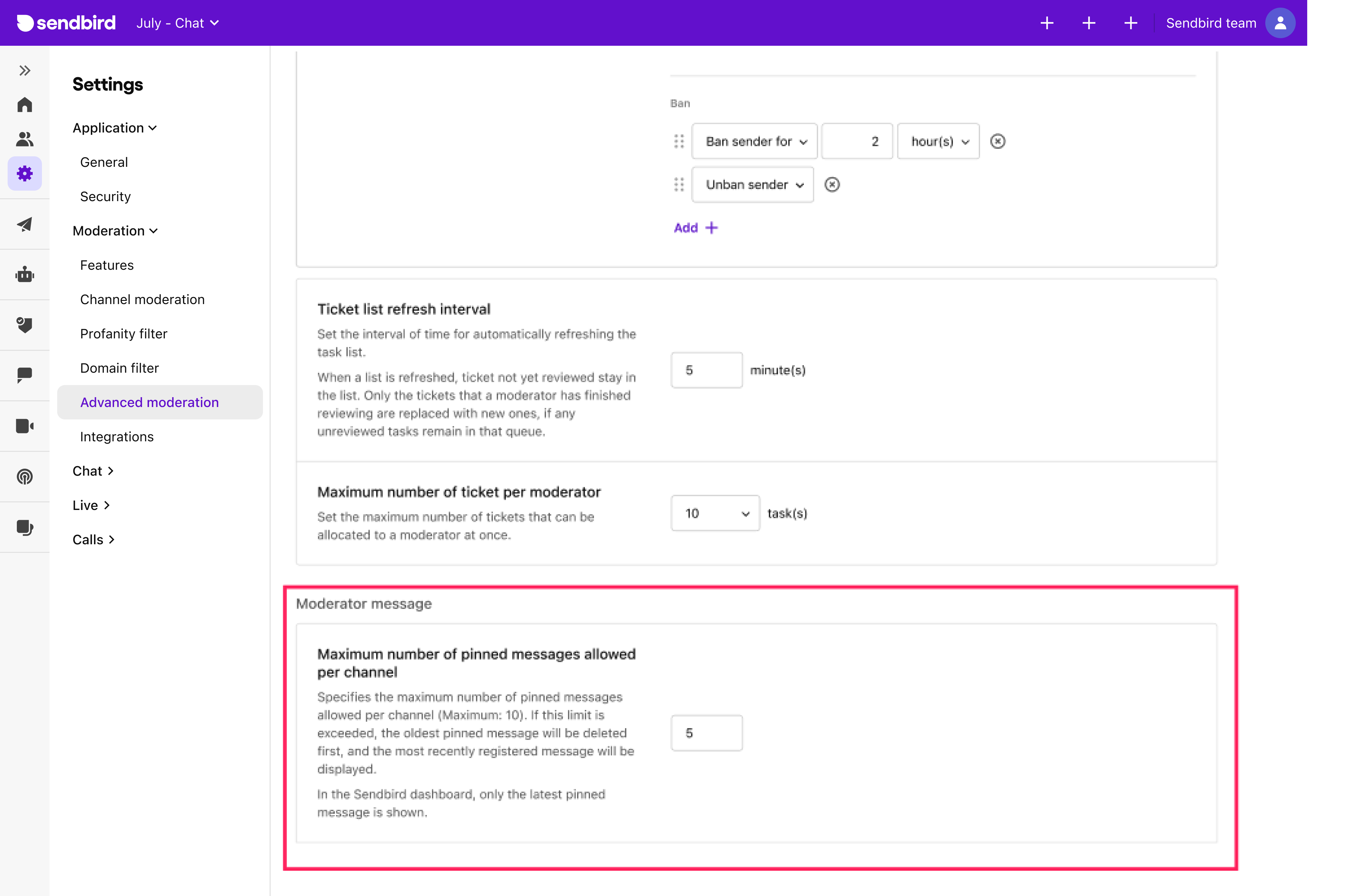 Moderator messages | Advanced Moderation | Sendbird Docs