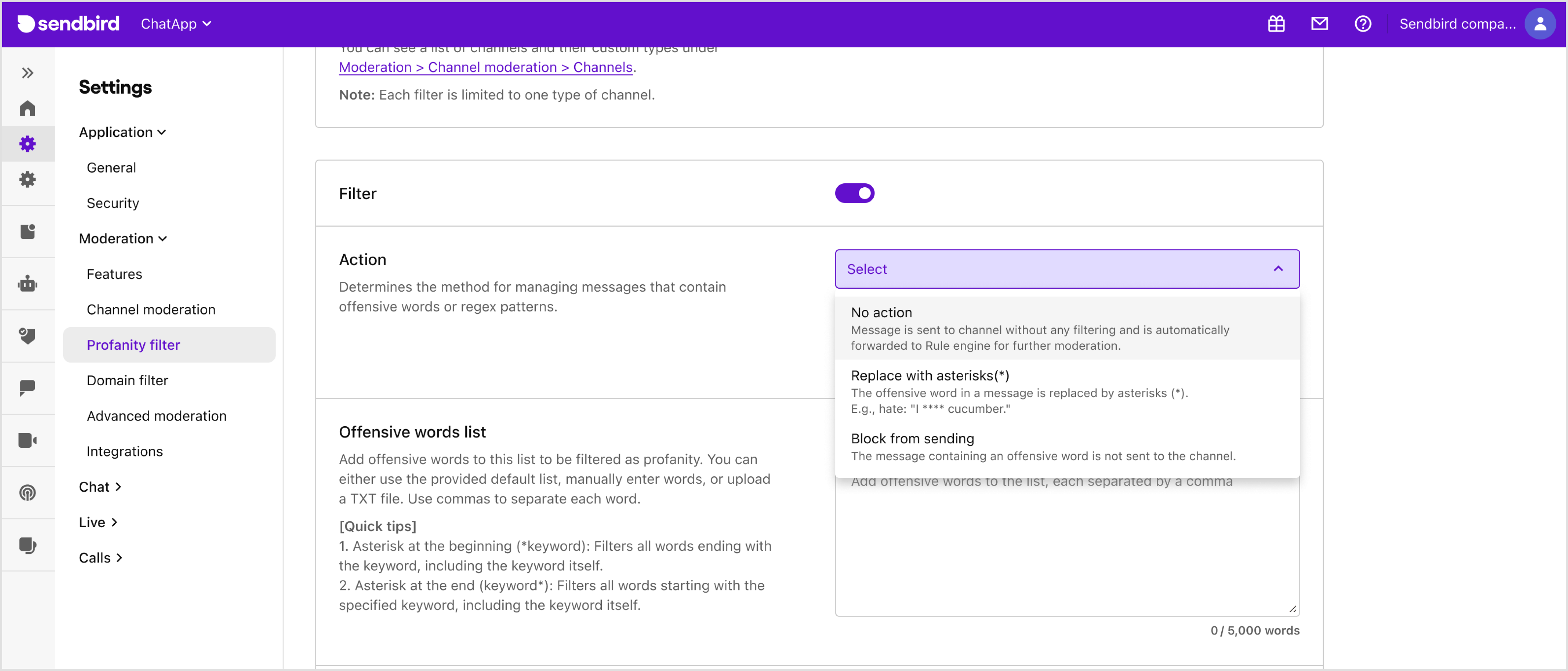Event detection | Advanced Moderation | Sendbird Docs