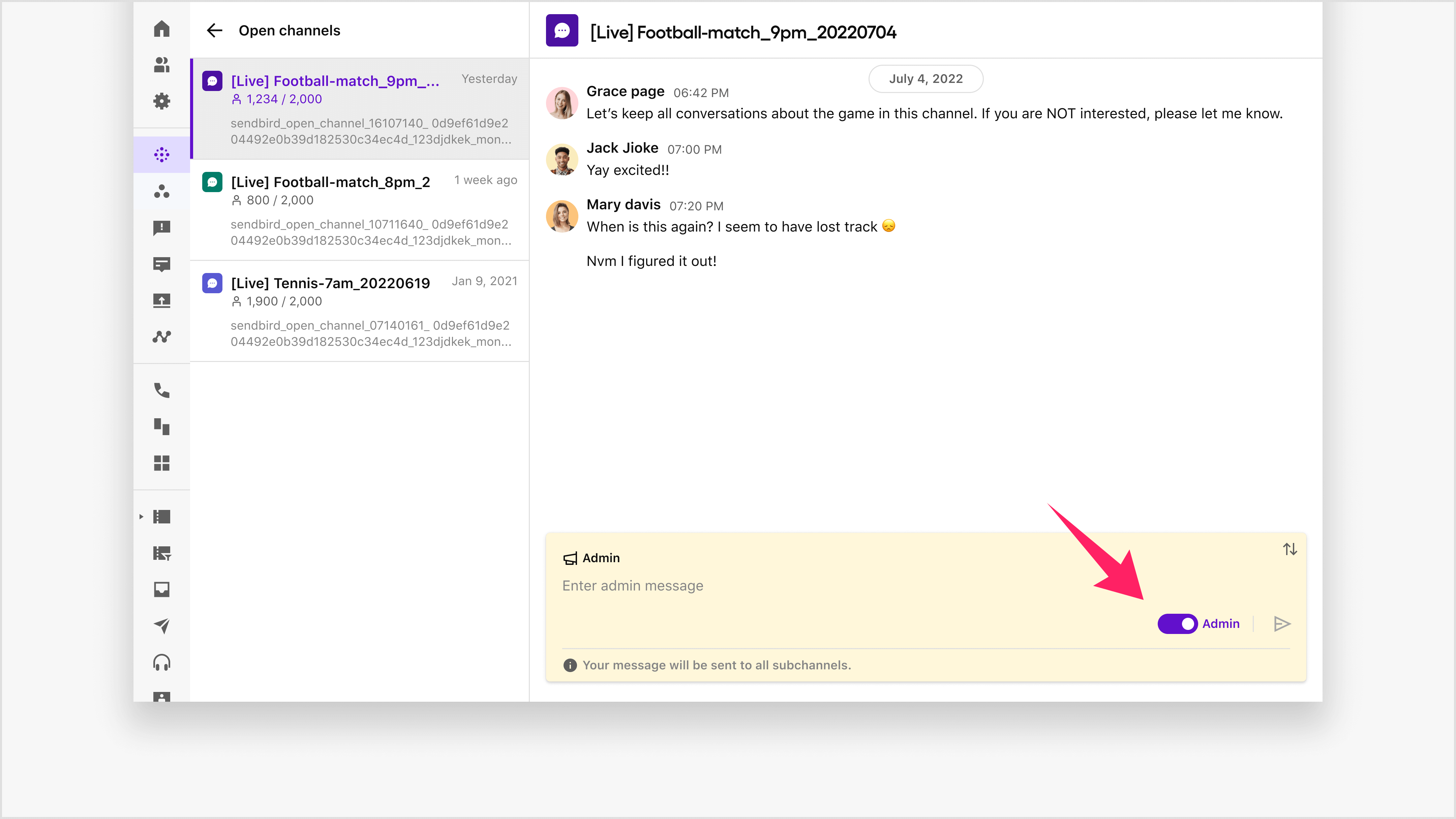 Send an admin message | Chat Android SDK | Sendbird Docs