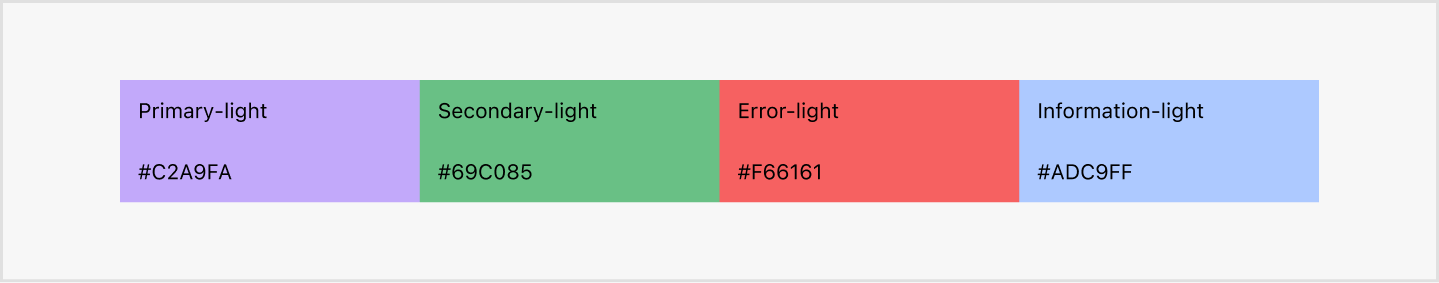 Image|Color pallette image that shows primary-main, secondary-main, error-main, and information-light.