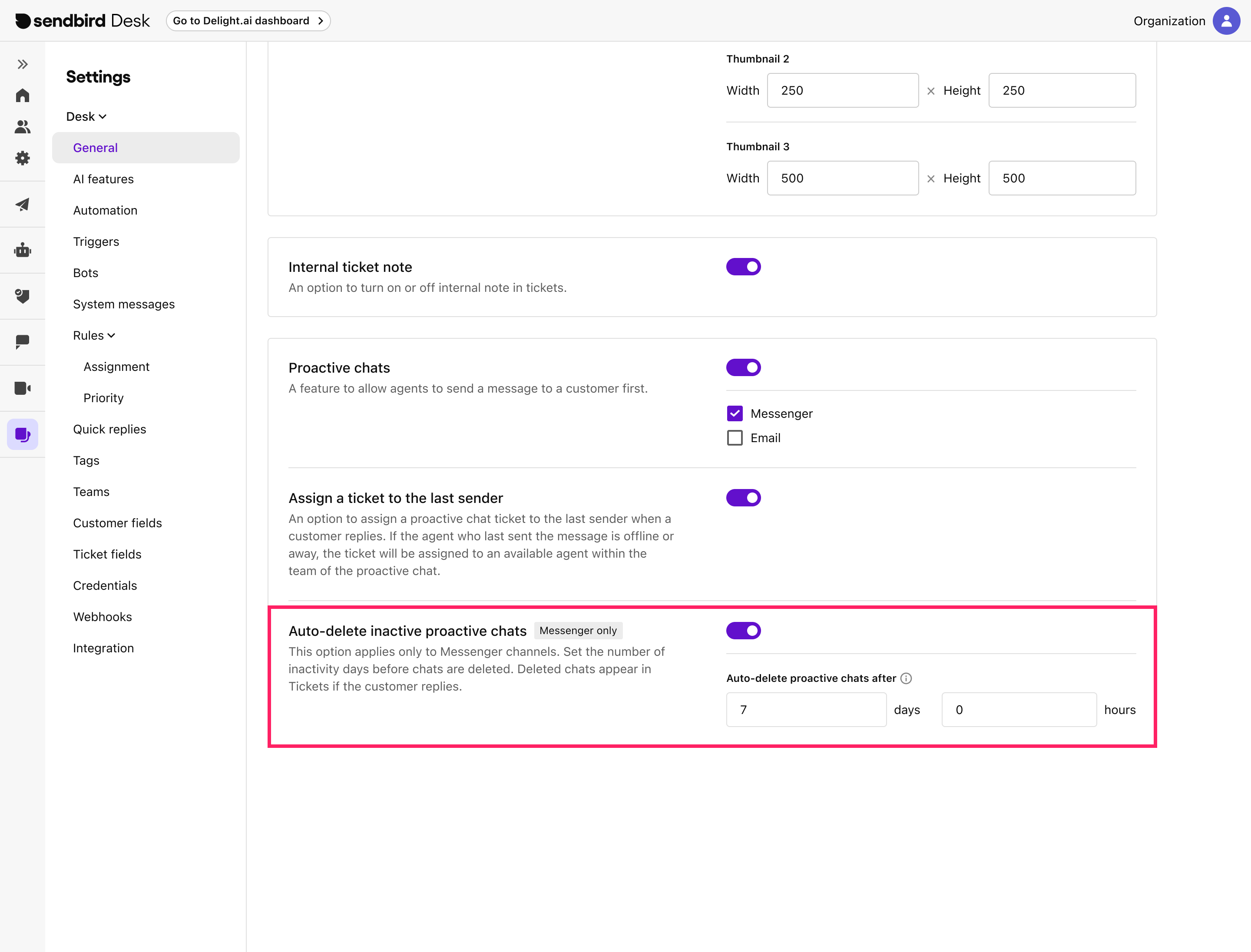 Proactive chats | Desk Guide | Sendbird Docs
