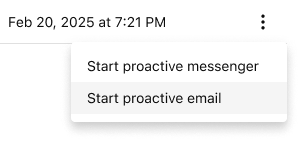 Image|Start proactive chat from the Customers page overflow button.