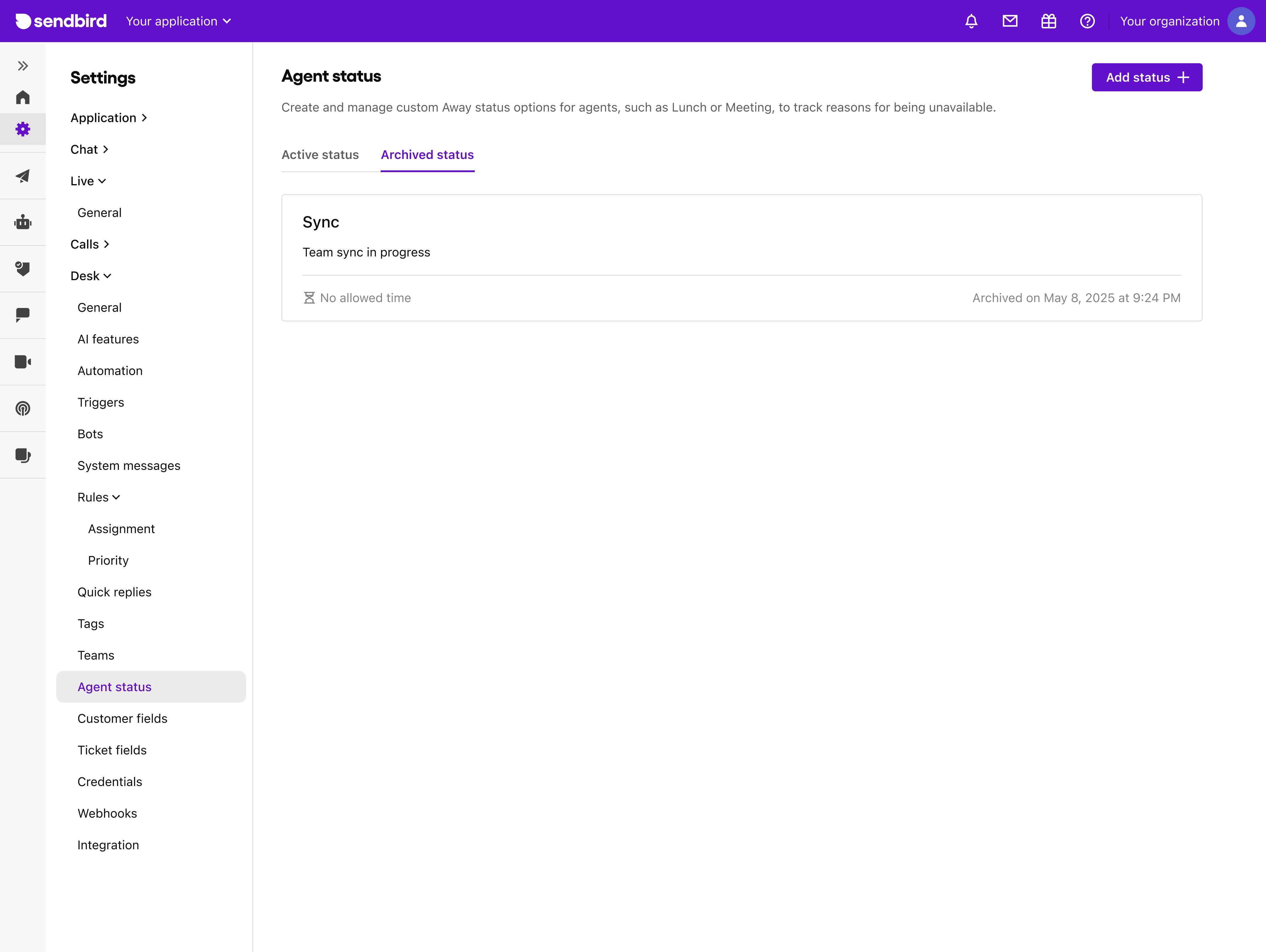Agent statuses | Desk Guide | Sendbird Docs