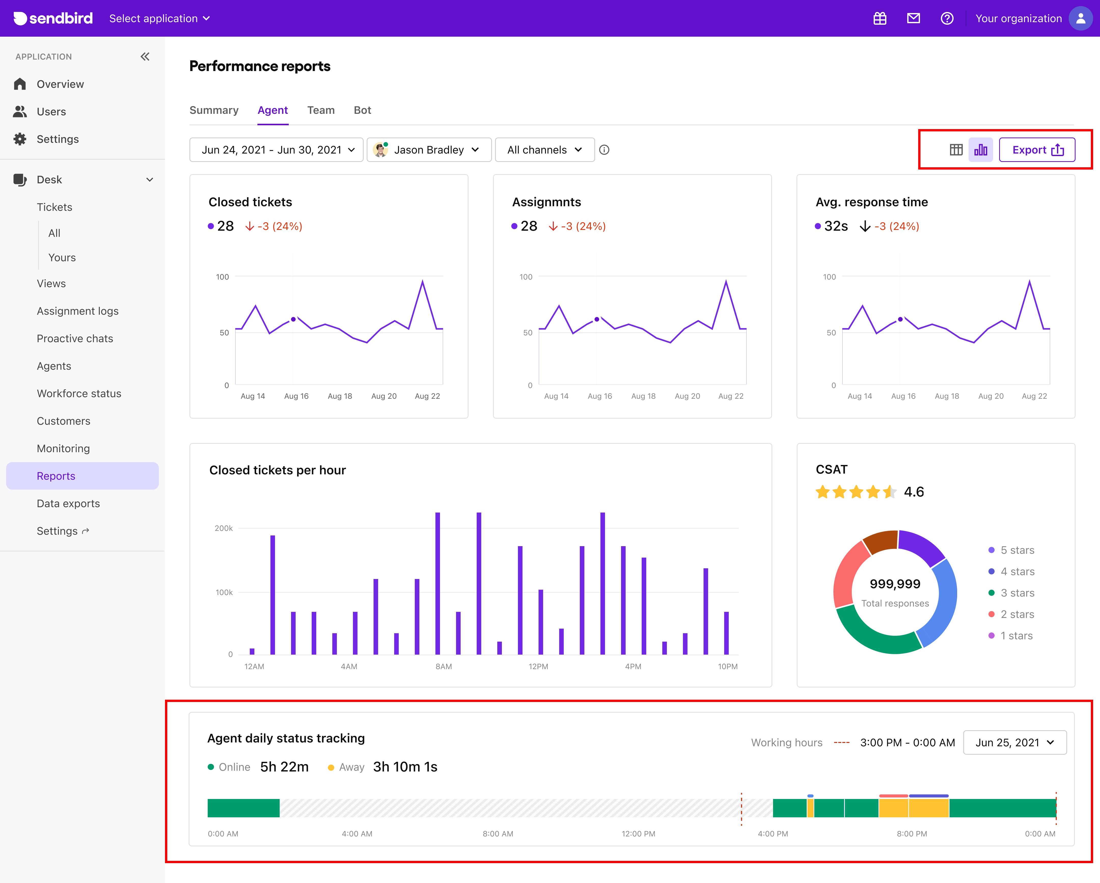 Agent statuses | Desk Guide | Sendbird Docs