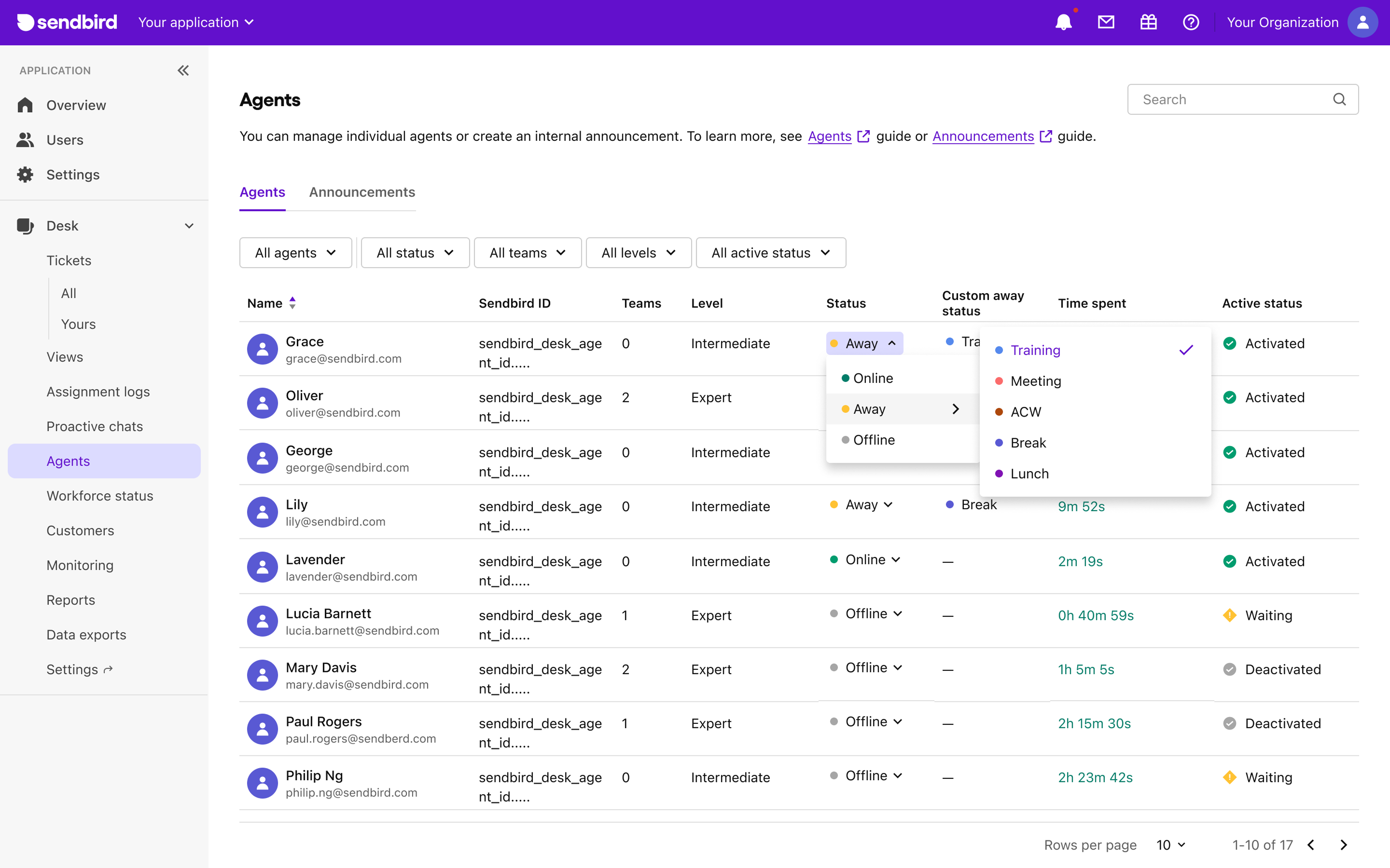 image|Update status on the agents page