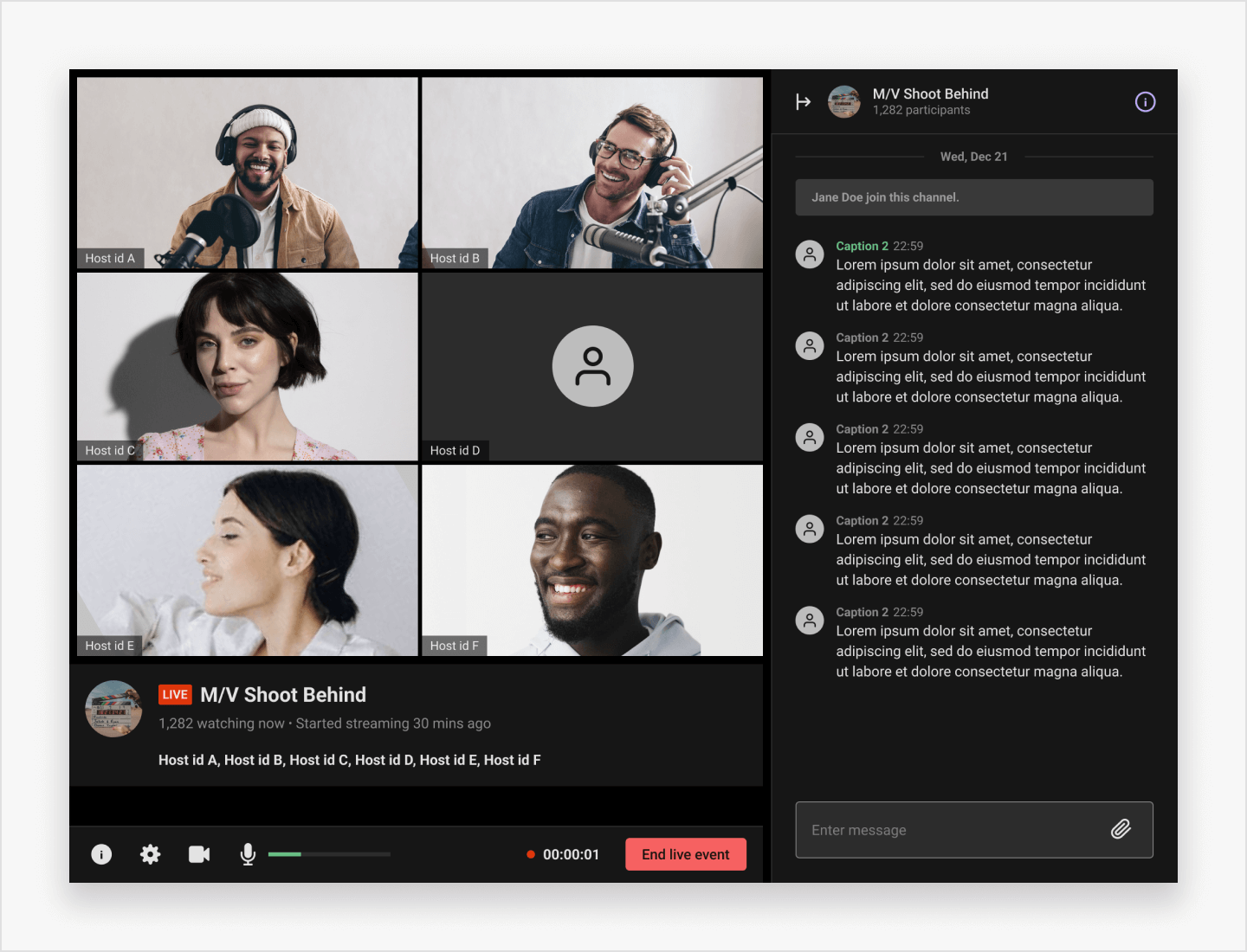 Image|Showing an UI of streaming view with multiple hosts