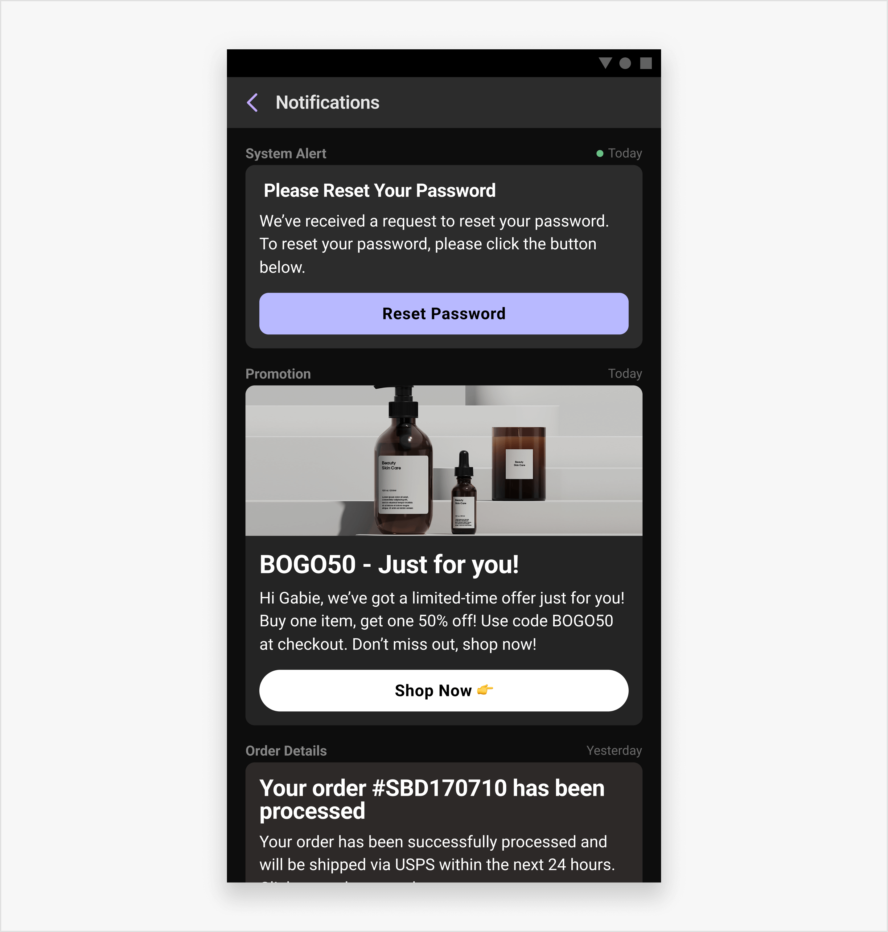Render a notification channel | Business Messaging | Sendbird Docs
