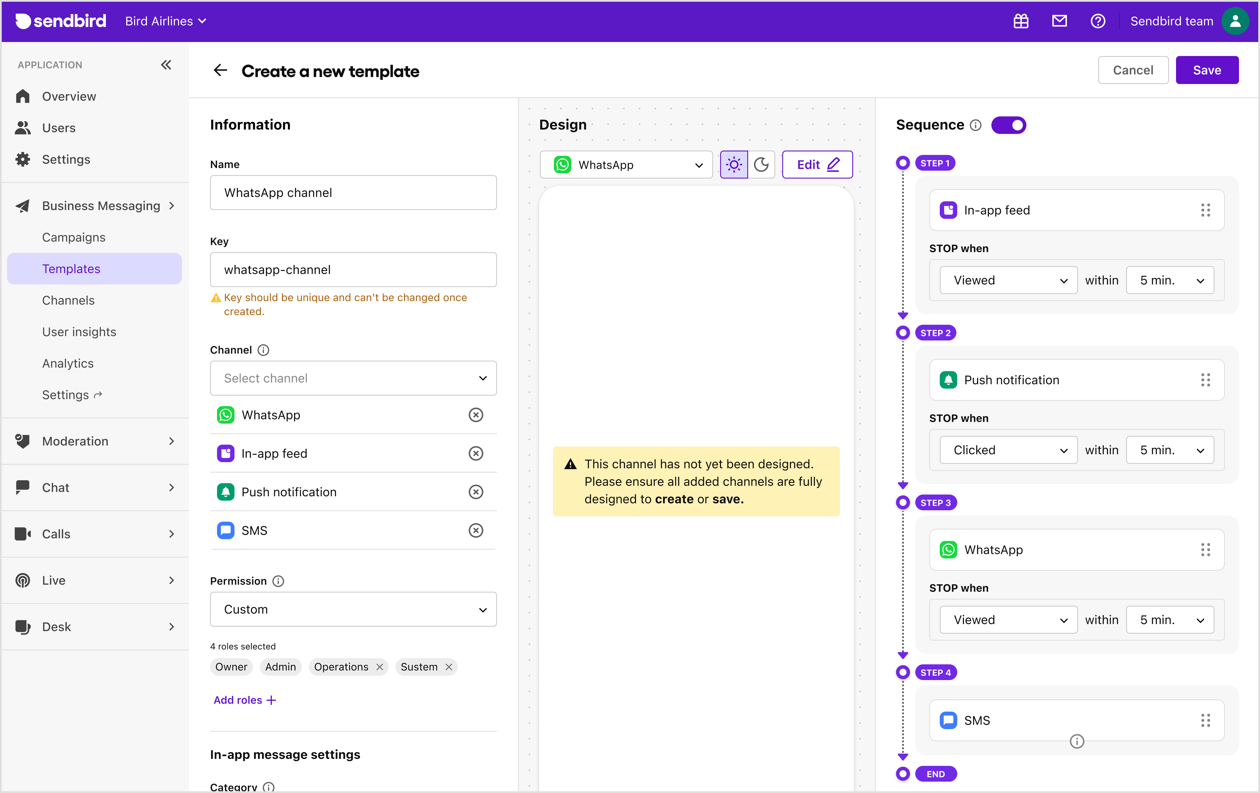 Templates | Business Messaging | Sendbird Docs