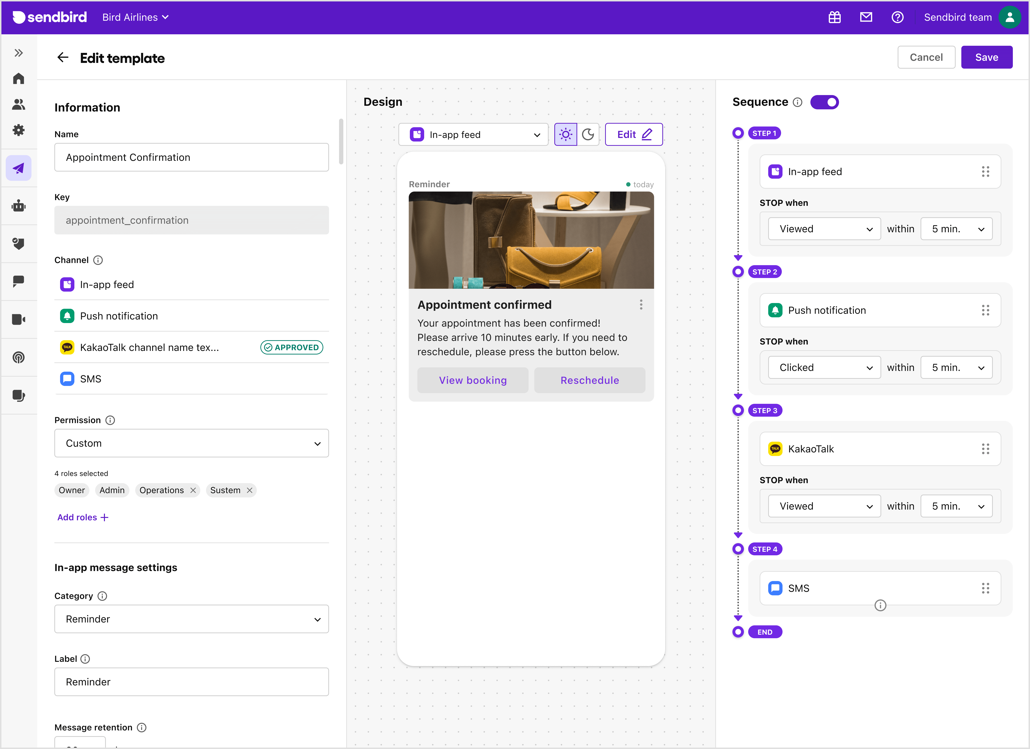 Sequence | Business Messaging | Sendbird Docs