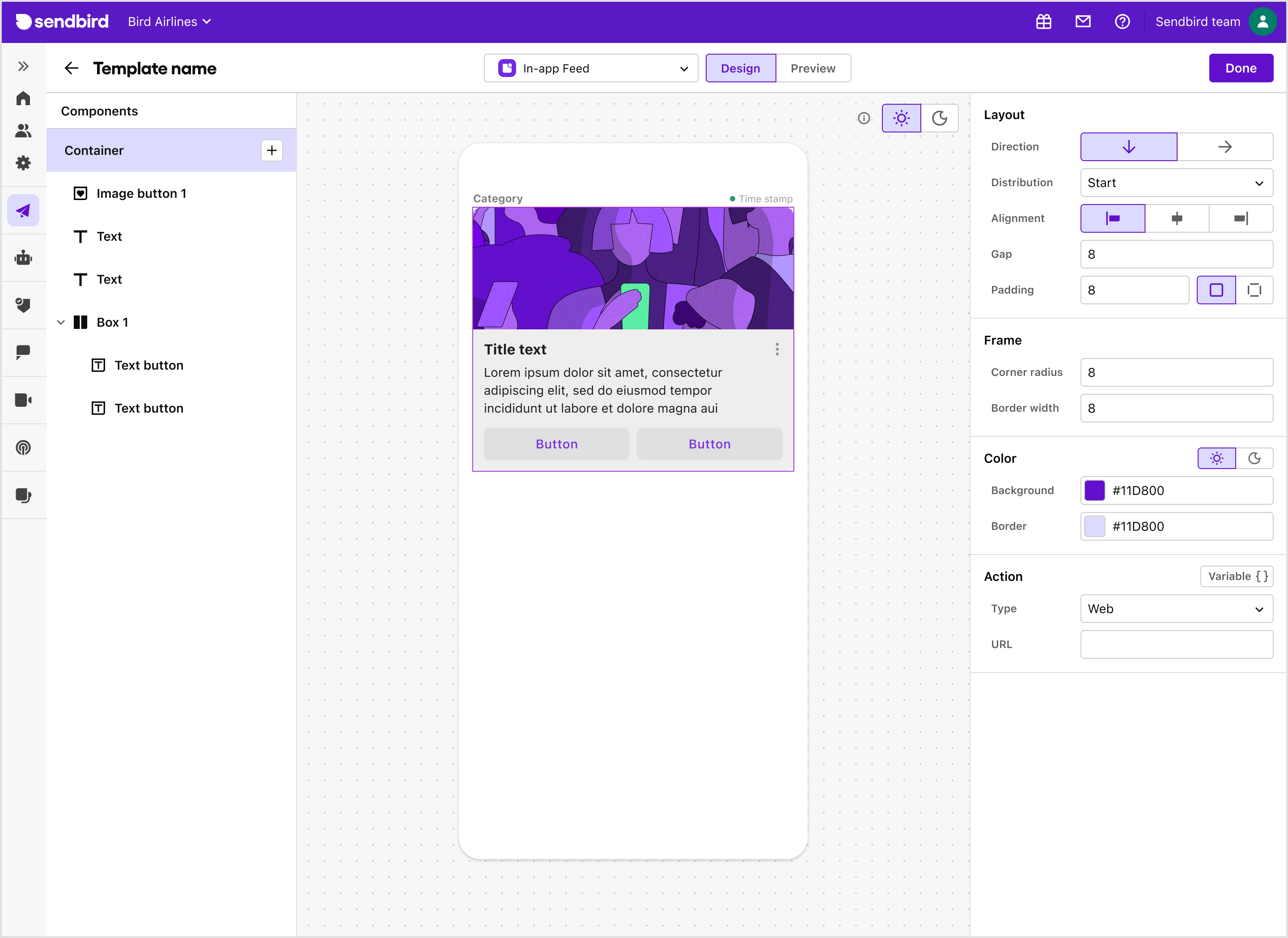 Templates | Business Messaging | Sendbird Docs