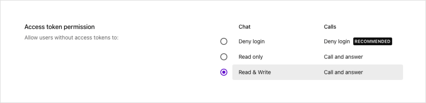 access token setting page