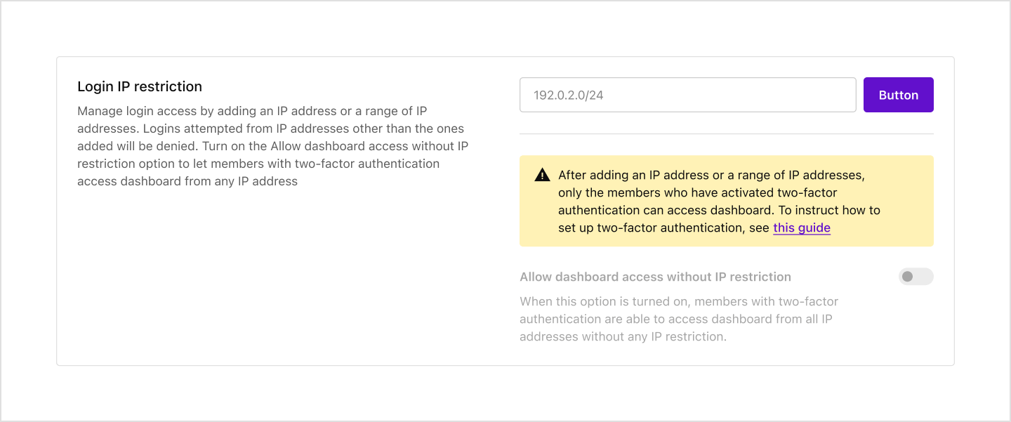 login ip restriction page