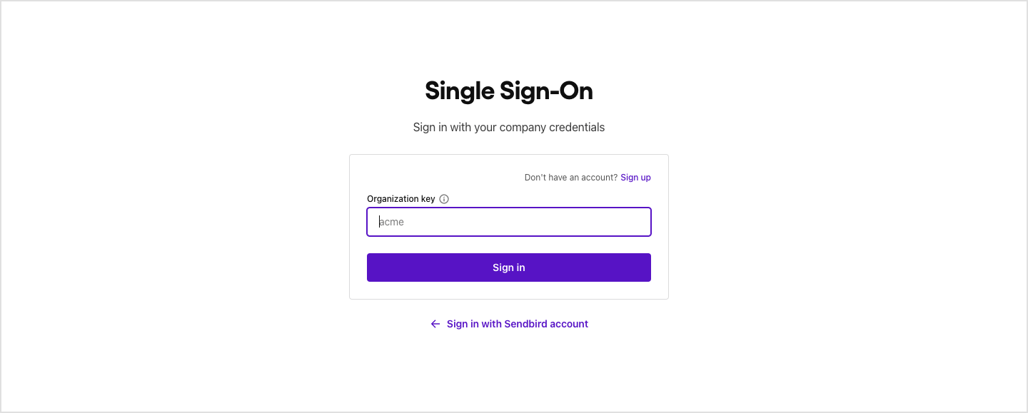 SSO login page