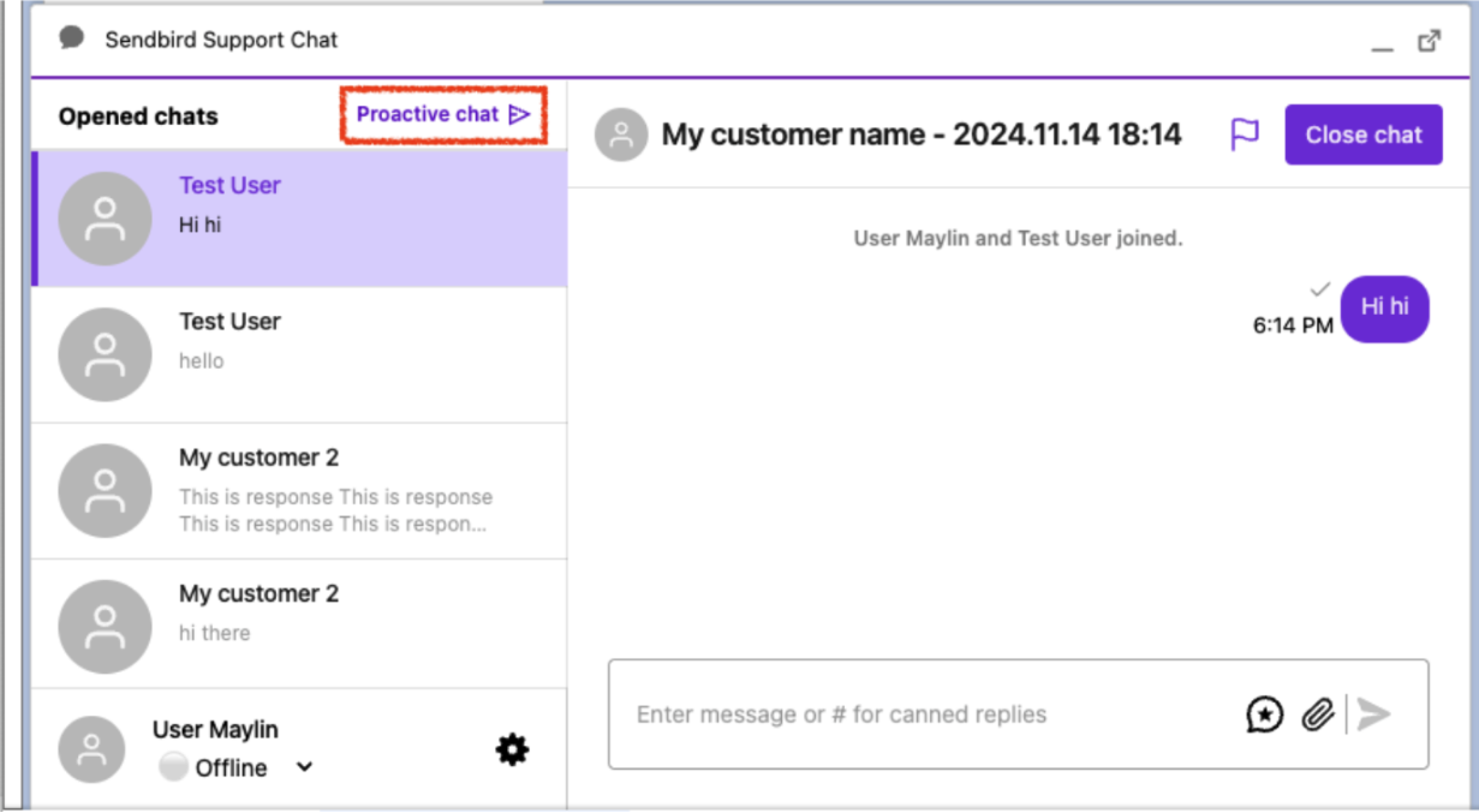 Proactive chat | Support Chat | Sendbird Docs