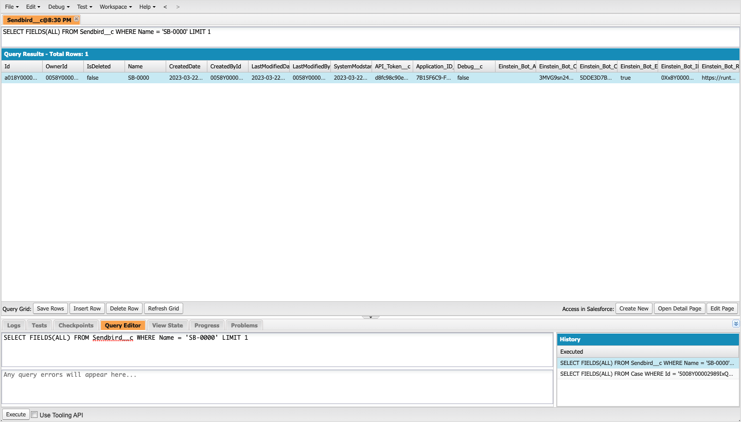 image|A screenshot of Developer Console on Salesforce