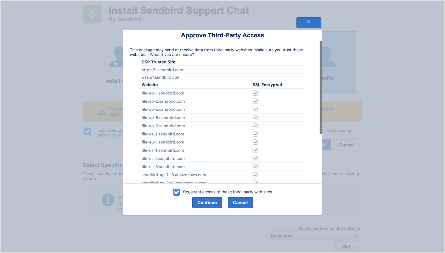 image|A screenshot of a popup asking approval for third-party access