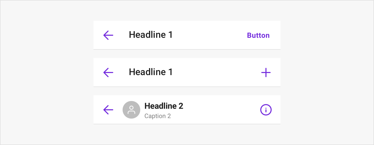 Image|ActionBar supporting three different styles of header.