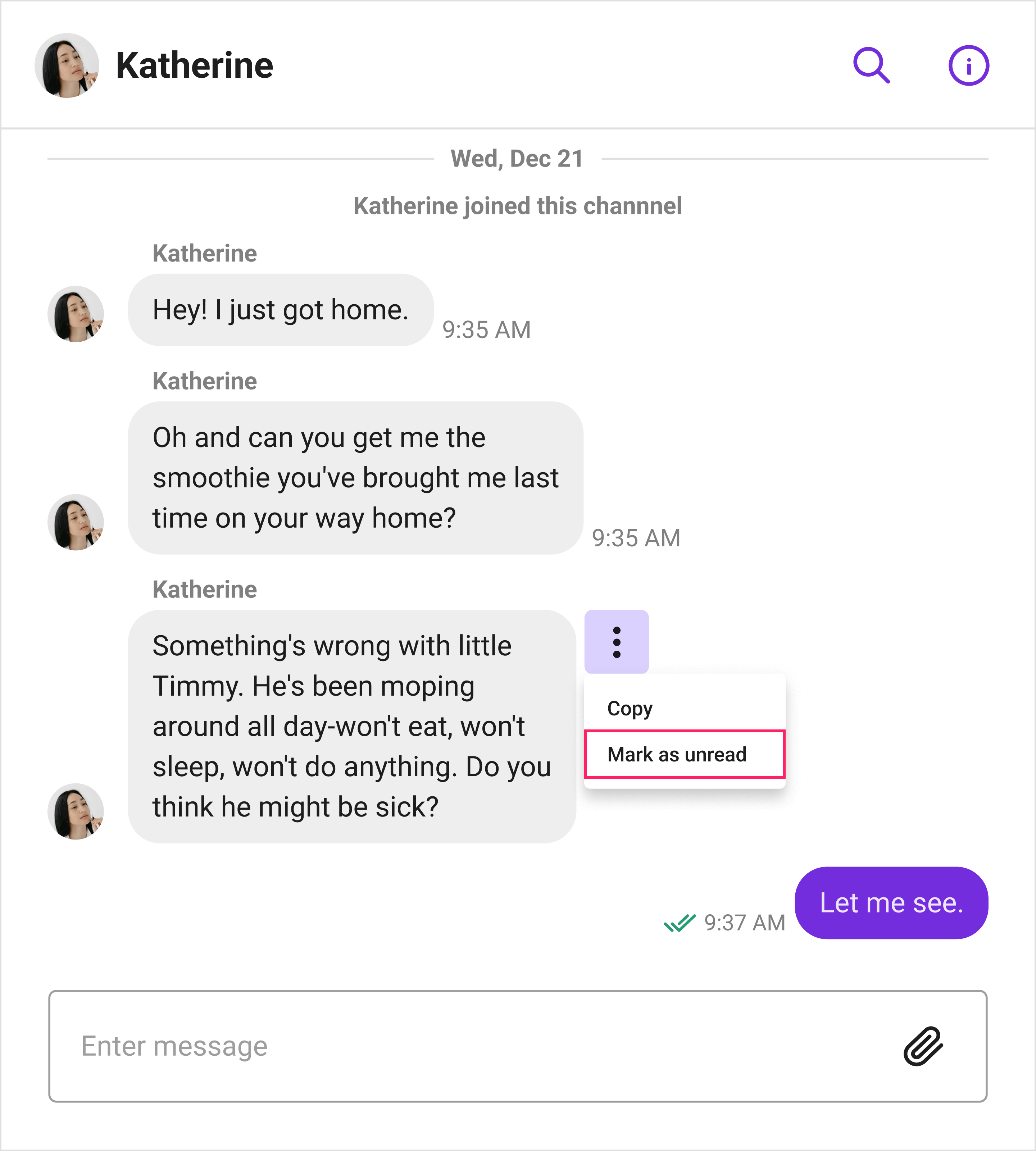 Unread messages | Chat React SDK | Sendbird Docs